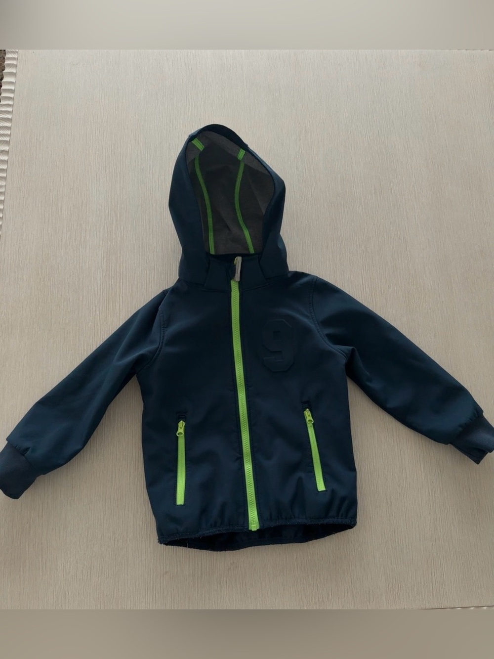 H&M Navy Fleece Jacket with Neon Green Trim